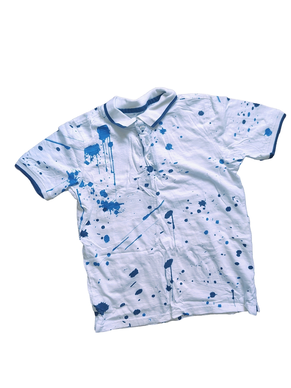 Wonder Nation White & Blue Splatter Boys Shirt Size M
